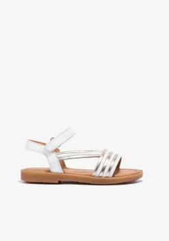 Sapatos De Menina-Conguitos Sandálias De Tira Aderente Em Ouro Branco De Menina Napa