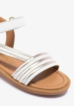 Sapatos De Menina-Conguitos Sandálias De Tira Aderente Em Ouro Branco De Menina Napa