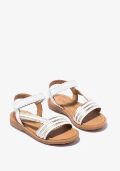 Sapatos De Menina-Conguitos Sandálias De Tira Aderente Em Ouro Branco De Menina Napa