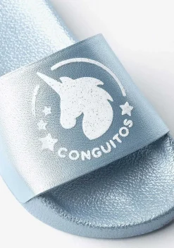 Apresentacoes-Conguitos Sandálias Deslizantes De Piscina Azuis Do Unicornio