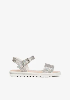 Sandálias-Conguitos Sandálias Glitter Multi-Prateadas De Menina