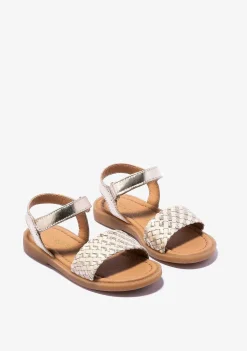 Sapatos De Menina-Conguitos Sandálias Menina Douradas Bege Napa