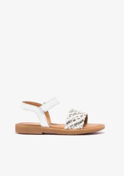 Sapatos De Menina-Conguitos Sandálias Menina Ouro Branco Napa