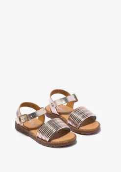 Sapatos De Menina-Conguitos Sandálias Metalizadas Multicor Platina De Menina