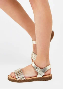 Sapatos De Menina-Conguitos Sandálias Metalizadas Multicor Platina De Menina