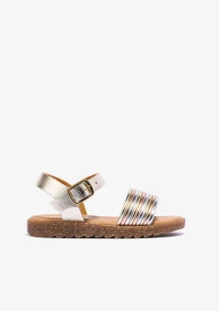 Sapatos De Menina-Conguitos Sandálias Metalizadas Multicor Platina De Menina