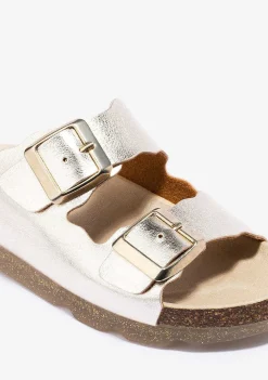 Sapatos De Menina-Conguitos Sandálias Platina Bio Metalizadas De Menina P&B