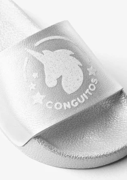 Apresentacoes-Conguitos Sandálias Prateadas Para Piscina Unicorn