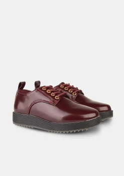 Sapatos De Menina-Conguitos Sapatos Blucher Vinho De Menina