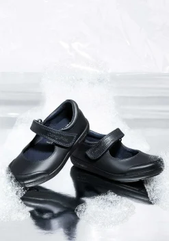Sapatos De Menina-Conguitos Sapatos Escolares De Couro Lavavel Azul Marinho Feminino