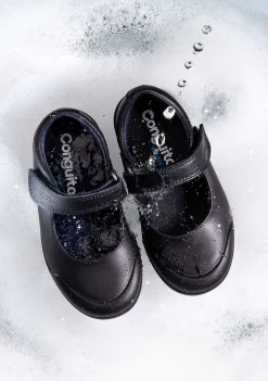 Sapatos De Menina-Conguitos Sapatos Escolares De Couro Lavavel Azul Marinho Feminino