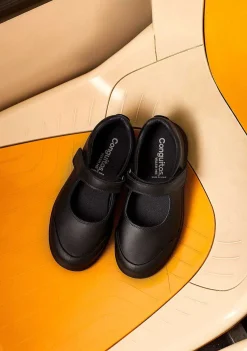 Sapatos De Menina-Conguitos Sapatos Escolares De Couro Lavavel Azul Marinho Feminino