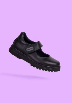 Calçados Escolares-Conguitos Sapatos Escolares De Couro Lavaveis Com Sola Azul Marinho Para Meninas