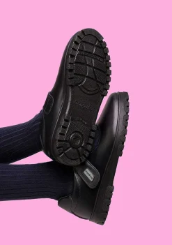 Calçados Escolares-Conguitos Sapatos Escolares De Couro Lavaveis Com Sola Azul Marinho Para Meninas