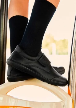Calçados Escolares-Conguitos Sapatos Escolares De Couro Lavavel Azul Marinho Para Menino