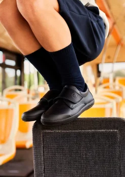 Calçados Escolares-Conguitos Sapatos Escolares De Couro Lavavel Azul Marinho Para Menino