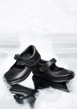 Calçados Escolares-Conguitos Sapatos Escolares De Couro Preto Lavavel Para Menina