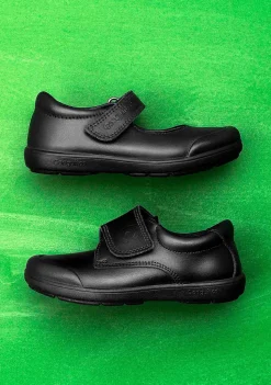 Calçados Escolares-Conguitos Sapatos Escolares De Couro Preto Lavavel Para Menina