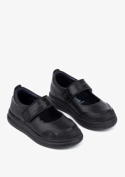 Sapatos De Menina-Conguitos Sapatos Escolares Femininos De Couro Lavavel Goflex Azul Marinho