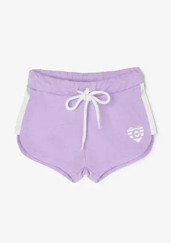Roupas De Menina-Conguitos Shorts Atleticos Lisos Com Coracao Malva Para Menina