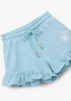 Roupas De Menina-Conguitos Shorts De Corrida De Pelucia Unicornio Azul Claro Para Menina