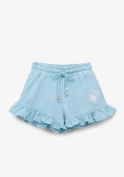 Roupas De Menina-Conguitos Shorts De Corrida De Pelucia Unicornio Azul Claro Para Menina