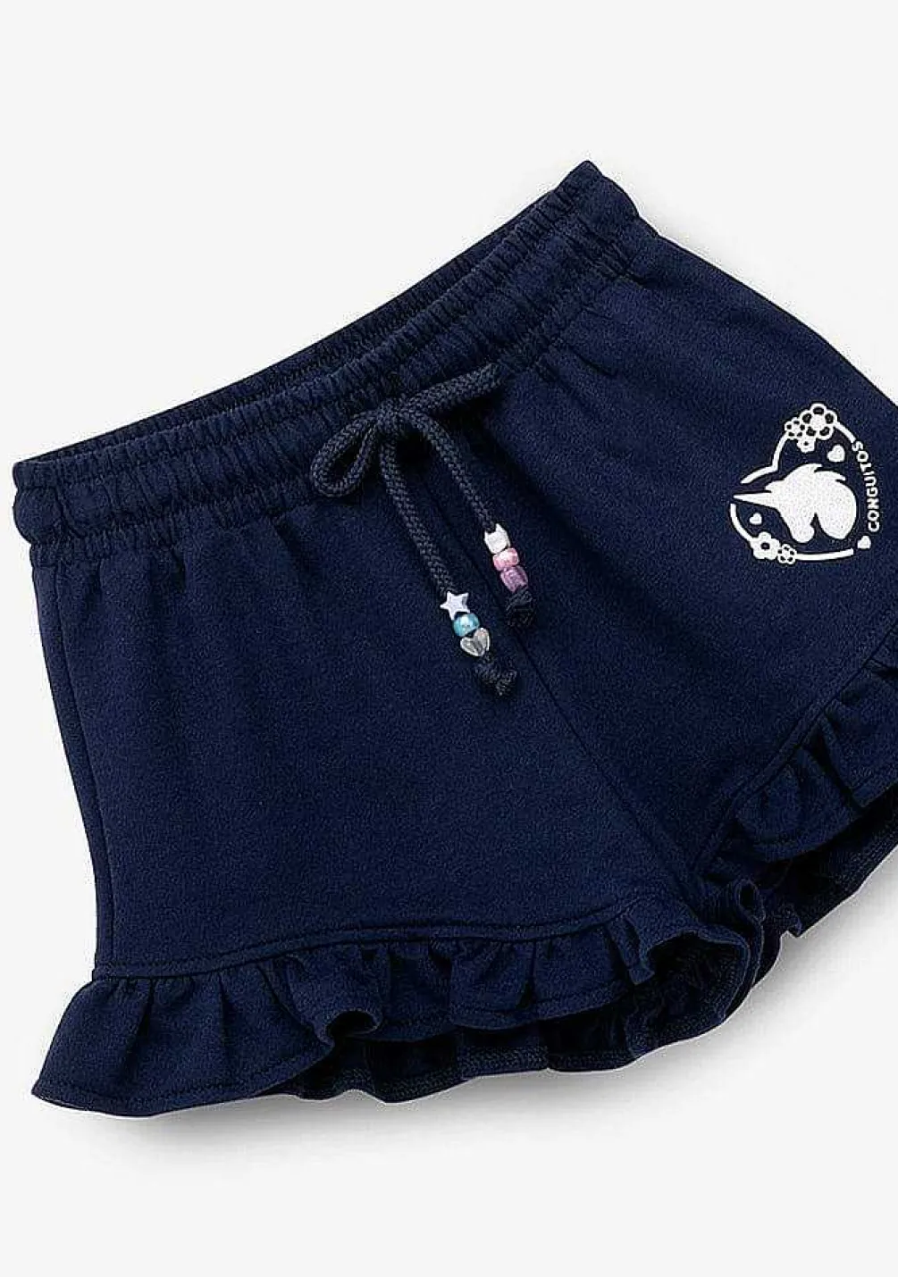 Roupas De Menina-Conguitos Shorts De Corrida De Pelucia Unicornio Marinho Feminino