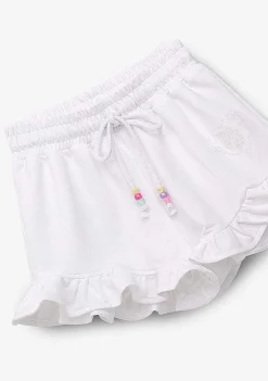 Roupas De Menina-Conguitos Shorts De Corrida De Pelucia Unicornio Branco Para Menina