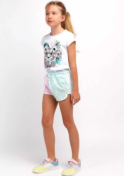 Roupas De Menina-Conguitos Shorts De Pelucia Com Estampa De Zebra Multicolorida Para Menina