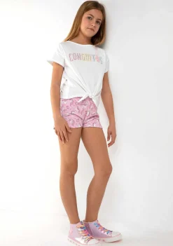 Roupas De Menina-Conguitos Shorts Esportivos Unicornios Rosa