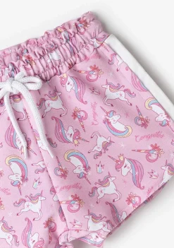 Roupas De Menina-Conguitos Shorts Esportivos Unicornios Rosa