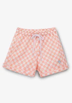 Roupas De Menina-Conguitos Shorts Xadrez Laranja De Menina