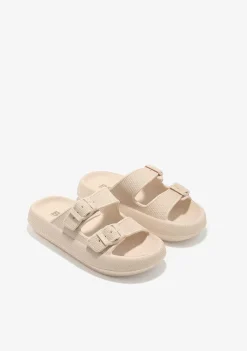 Sapatos De Menina-Conguitos Slides De Fivela Dupla Bege