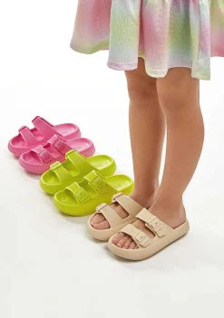 Sapatos De Menina-Conguitos Slides De Fivela Dupla Bege