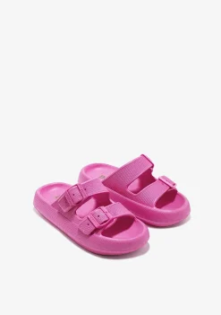 Sapatos De Menina-Conguitos Slides De Fivela Dupla Fucsia