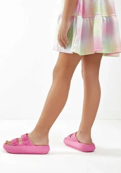 Sapatos De Menina-Conguitos Slides De Fivela Dupla Fucsia