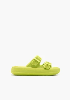Sapatos De Menina-Conguitos Slides De Fivela Dupla Limao