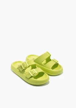 Sapatos De Menina-Conguitos Slides De Fivela Dupla Limao