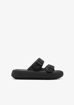 Sapatos De Menina-Conguitos Slides Pretos Com Fivela Dupla