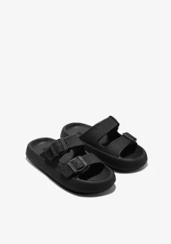 Sapatos De Menina-Conguitos Slides Pretos Com Fivela Dupla