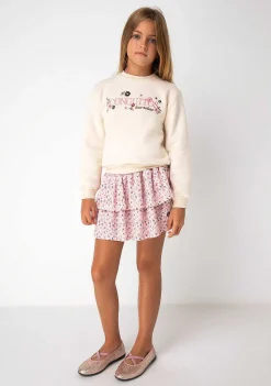 Moletons-Conguitos Sweatshirt Bege Flores Menina