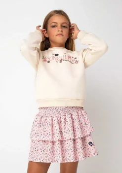 Moletons-Conguitos Sweatshirt Bege Flores Menina