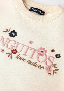 Moletons-Conguitos Sweatshirt Bege Flores Menina