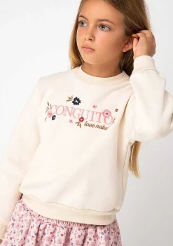 Moletons-Conguitos Sweatshirt Bege Flores Menina