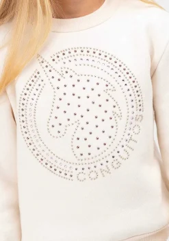 Moletons-Conguitos Sweatshirt Bege Unicornio Strass De Menina