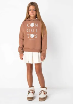 Moletons-Conguitos Sweatshirt Com Capuz Castanho Menina