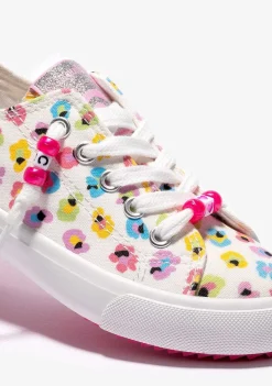 Tênis Casuais-Conguitos Tênis Branco De Lona Floral