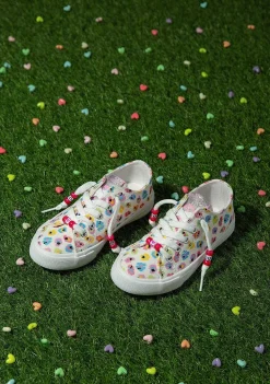 Tênis Casuais-Conguitos Tênis Branco De Lona Floral