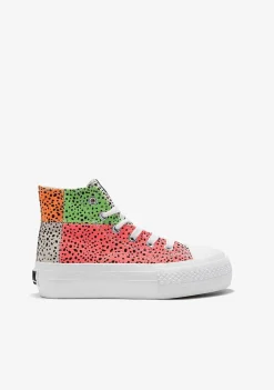 Tênis Casuais-Conguitos Tênis Cano Alto Patchwork Multicolor Preto E Branco