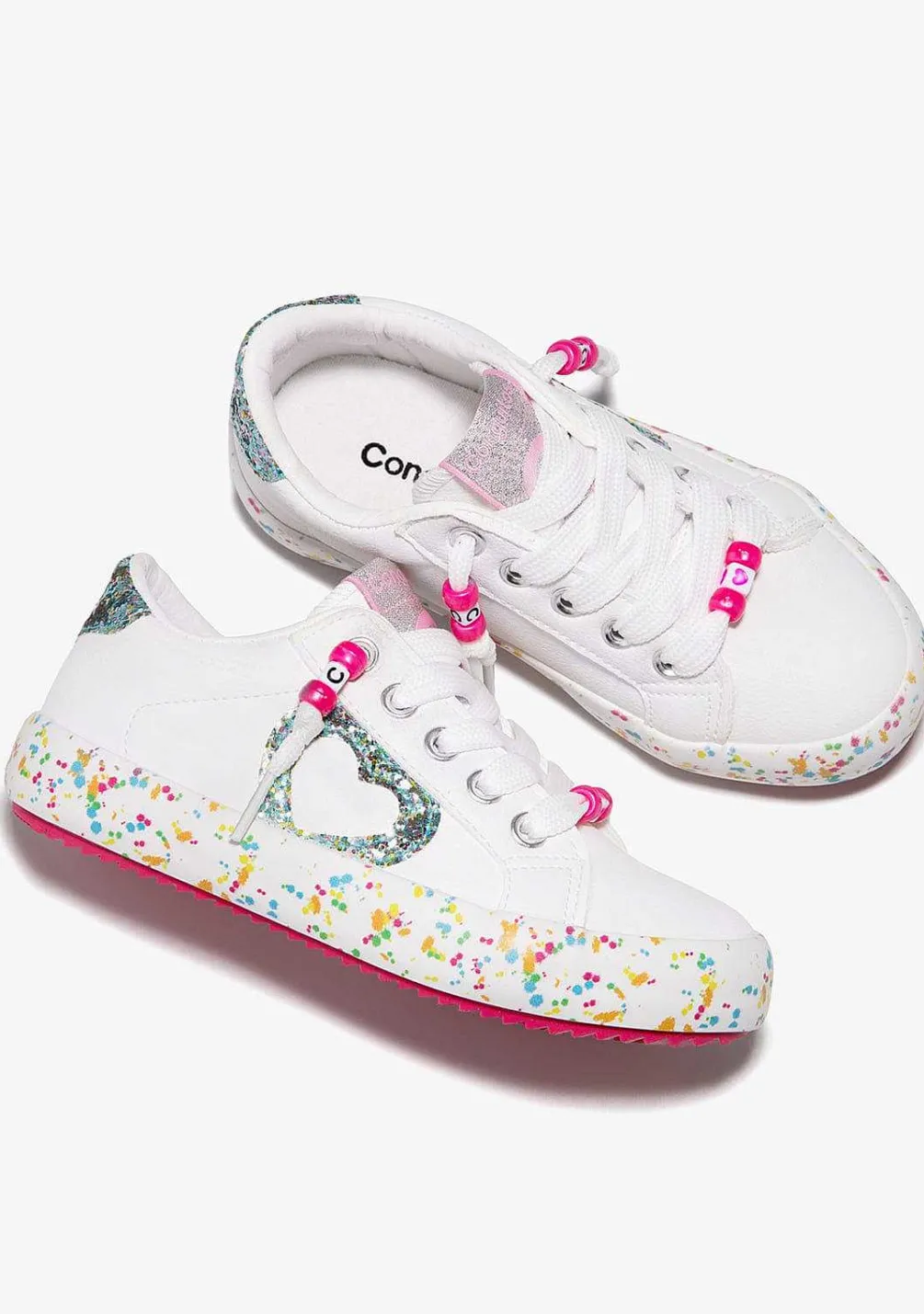 Sapatos De Menina-Conguitos Tênis Confetti Glitter Branco